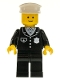Minifig No: cop001  Name: Police - Suit with 4 Buttons, Black Legs, White Hat