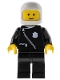 Minifig No: cop003  Name: Police - Zipper with Badge, Black Legs, White Classic Helmet