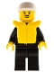 Minifig No: cop007  Name: Police - Suit with Sheriff Star, Black Legs, White Cap, Life Jacket