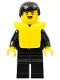 Minifig No: cop032  Name: Police - Suit with Sheriff Star, Black Legs, Black Male Hair, Life Jacket