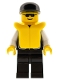 Minifig No: cop033  Name: Police - Sheriff Star and 2 Pockets, Black Legs, White Arms, Black Cap, Life Jacket
