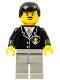 Minifig No: cop035  Name: Police - Suit with Sheriff Star, Light Gray Legs, Black Male Hair