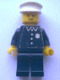 Minifig No: cop042  Name: Police - Torso Sticker with 4 Buttons, Badge, and Collar, Black Legs, White Hat