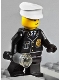 Lot ID: 100956150  Minifig No: cop045  Name: Police - City Suit with Blue Tie and Badge, Black Legs, White Hat - with Light-Up Flashlight