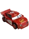 Minifig No: crs074  Name: Lightning McQueen - Rust-eze Hood, Red and White Sides, Dark Bluish Gray 1 x 4 Plates
