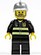Minifig No: cty0004  Name: Fire - Reflective Stripes, Black Legs, Silver Fire Helmet, Gray Beard