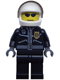 Minifig No: cty0006  Name: Police - City Leather Jacket with Gold Badge, White Helmet, Trans-Black Visor, Dark Blue Sunglasses