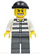 Lot ID: 302291685  Minifig No: cty0007  Name: Police - Jail Prisoner 50380 Prison Stripes, Dark Bluish Gray Legs, Black Knit Cap, Gold Tooth