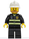 Minifig No: cty0022  Name: Fire - Reflective Stripes, Black Legs, White Fire Helmet, Brown Beard Angular