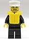Minifig No: cty0025  Name: Police - City Suit with Blue Tie and Badge, Black Legs, White Hat, Life Jacket
