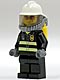 Minifig No: cty0026  Name: Fire - Reflective Stripes, Black Legs, White Fire Helmet, Breathing Neck Gear with Air Tanks, Orange Glasses