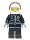 Minifig No: cty0027a  Name: Police - City Leather Jacket with Gold Badge and 'POLICE' on Back, White Helmet, Trans-Black Visor, Silver Sunglasses