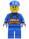 Lot ID: 67567404  Minifig No: cty0042  Name: Overalls with Safety Stripe Orange, Blue Legs, Blue Cap, Smirk and Stubble Beard