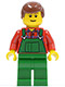 Minifig No: cty0058  Name: Overalls Farmer Green, Reddish Brown Male Hair (Undetermined Eyebrows)
