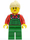 Minifig No: cty0059  Name: Overalls Farmer Green, Tan Ponytail Hair