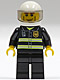 Minifig No: cty0062  Name: Fire - Reflective Stripes, Black Legs, White Standard Helmet, Cheek Lines