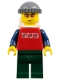 Minifig No: cty0066  Name: Red Shirt with 3 Silver Logos, Dark Blue Arms, Orange Glasses, Backpack