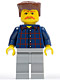 Minifig No: cty0082  Name: Plaid Button Shirt, Light Bluish Gray Legs, Reddish Brown Flat Top, Bushy Moustache