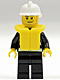 Minifig No: cty0086  Name: Fire - Reflective Stripes, Black Legs, White Fire Helmet, Smirk and Stubble Beard, Life Jacket