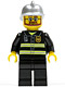 Minifig No: cty0087  Name: Fire - Reflective Stripes, Black Legs, Silver Fire Helmet, Beard and Glasses (Hovercraft Pilot)