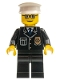 Minifig No: cty0091  Name: Police - City Suit with Blue Tie and Badge, Black Legs, Glasses, White Hat