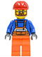 Minifig No: cty0096  Name: Overalls with Safety Stripe Orange, Orange Legs, Red Construction Helmet, Beard and Glasses