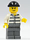 Minifig No: cty0100  Name: Police - Jail Prisoner 50380 Prison Stripes, Dark Bluish Gray Legs, Black Knit Cap, Angry Eyebrows and Scowl