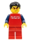 Minifig No: cty0108  Name: Red Shirt with 3 Silver Logos, Dark Blue Arms, Red Legs