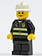 Minifig No: cty0120  Name: Fire - Reflective Stripes, Black Legs, White Fire Helmet, Female