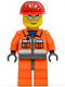 Minifig No: cty0125  Name: Construction Worker - Orange Zipper, Safety Stripes, Orange Arms, Orange Legs, Dark Bluish Gray Hips, Red Construction Helmet, Silver Sunglasses