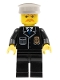 Minifig No: cty0128  Name: Police - City Suit with Blue Tie and Badge, Black Legs, Brown Moustache, White Hat