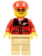 Minifig No: cty0129  Name: Red Jacket with Zipper Pockets and Classic Space Logo, Tan Legs, Red Cap