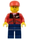 Minifig No: cty0142  Name: Red Jacket with Zipper Pockets and Classic Space Logo, Dark Blue Legs, Red Cap