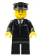 Minifig No: cty0145a  Name: Suit Black, Black Police Hat, Black Eyebrows, Thin Grin