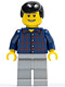 Minifig No: cty0146  Name: Plaid Button Shirt, Light Bluish Gray Legs, Black Male Hair, Thin Grin with Teeth