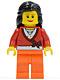 Minifig No: cty0149  Name: Sweater Cropped with Bow, Heart Necklace, Orange Legs, Black Female Hair Mid-Length