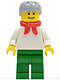 Minifig No: cty0156  Name: Plain White Torso with White Arms, Green Legs, Helmet and Scarf