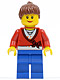 Minifig No: cty0160  Name: Sweater Cropped with Bow, Heart Necklace, Blue Legs, Reddish Brown Hair Female Ponytail