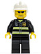 Minifig No: cty0167  Name: Fire - Reflective Stripes, Black Legs, White Fire Helmet, Dark Blue Sunglasses and Stubble