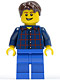 Minifig No: cty0177  Name: Plaid Button Shirt, Blue Legs, Dark Brown Short Tousled Hair, Lopsided Grin with Teeth
