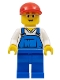 Minifig No: cty0178  Name: Overalls Blue over V-Neck Shirt, Blue Legs, Red Short Bill Cap, Glasses