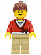 Minifig No: cty0179  Name: Sweater Cropped with Bow, Heart Necklace, Tan Legs, Reddish Brown Hair Female Ponytail, Brown Eyebrows, Thin Grin