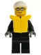 Minifig No: cty0197  Name: Police - City Leather Jacket with Gold Badge, White Short Bill Cap, Silver Sunglasses, Life Jacket