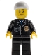 Minifig No: cty0204  Name: Police - City Suit with Blue Tie and Badge, Black Legs, White Short Bill Cap, Smirk and Stubble Beard