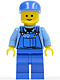 Minifig No: cty0213  Name: Overalls with Tools in Pocket Blue, Blue Cap, Standard Grin