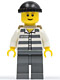 Minifig No: cty0222  Name: Police - Jail Prisoner 50380 Prison Stripes, Dark Bluish Gray Legs, Black Knit Cap, Thin Grin, Backpack (Undetermined Eyebrows)