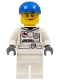 Minifig No: cty0226  Name: Spacesuit, White Legs, Blue Short Bill Cap, Black Eyebrows