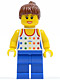 Minifig No: cty0233  Name: Shirt with Female Rainbow Stars Pattern, Blue Legs, Reddish Brown Ponytail Hair, Brown Eyebrows