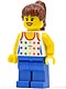 Minifig No: cty0233a  Name: Shirt with Female Rainbow Stars Pattern, Blue Legs, Reddish Brown Ponytail Hair, Black Eyebrows