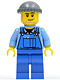 Minifig No: cty0247  Name: Overalls with Tools in Pocket Blue, Dark Bluish Gray Knit Cap